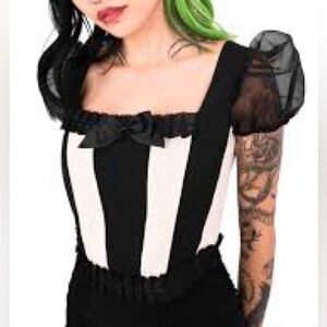 Black and White Striped Shapewear Top